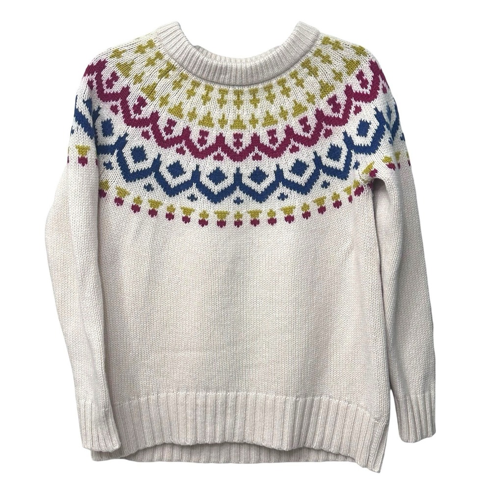 J. Crew Fair Isle‎ Knit Sweater Women's Size S Merino Wool Blend Scandi Minimal